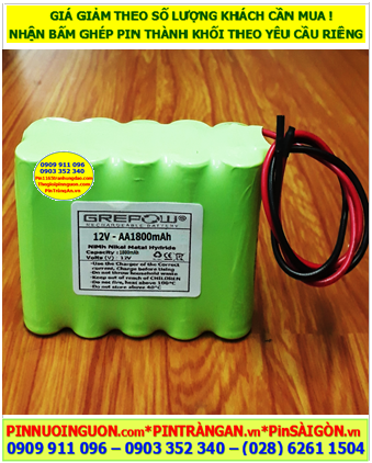 Pin sạc 12v-AA1800mAh, Pin nuôi nguồn 12v-AA1800mAh, Pin sạc GREPOW 12v-AA1800mAh chính hãng